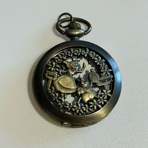 Disney Jewelry - Disney Alice In Wonderland Bronze Pocket Watch